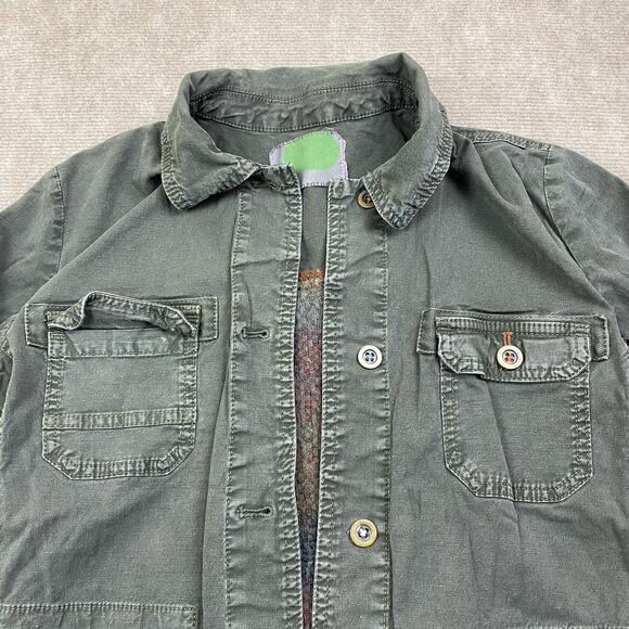 Anthropologie Arley Sweater Back Anorak Green Khaki Army Boho Jacket Size Medium - Picture 2 of 10